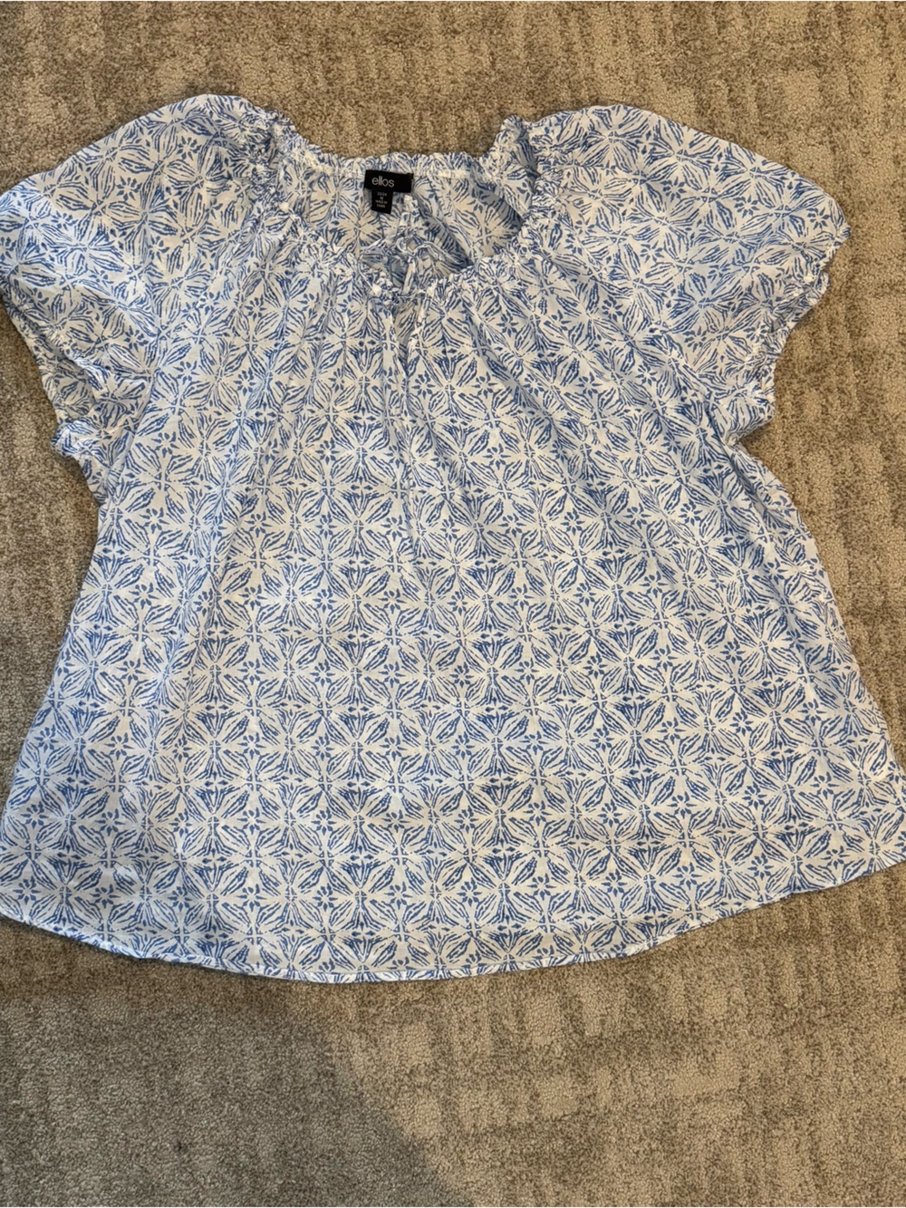Ellos Blue & White Printed Top 1XL